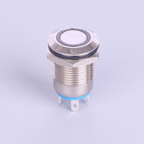 12mm Metall Ringförmige Drucktaste Schwarz Schalter Ring LED Momentary Latchitp 