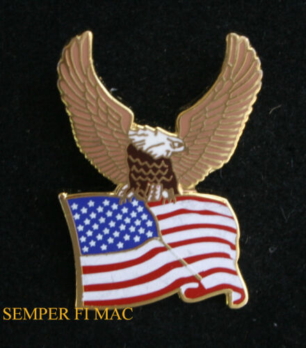 BALD EAGLE USA FLAG  LAPEL HAT PIN  UP US ARMY MARINES NAVY AIR FORCE USCG GIFT