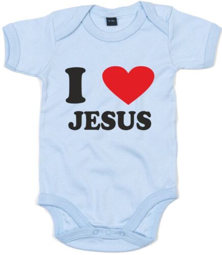 Printed Baby Grow heart Jesus I Love 