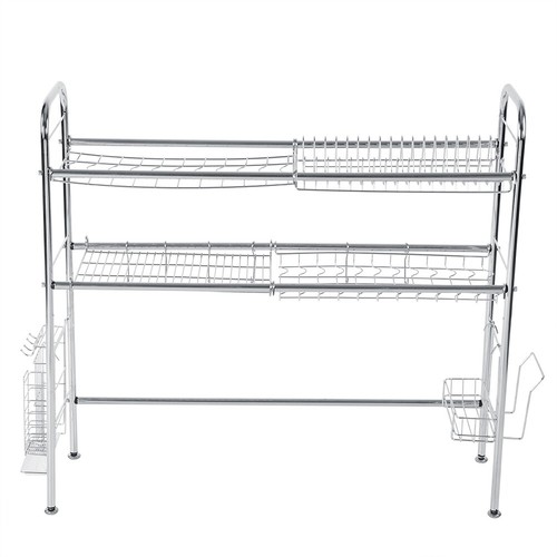 Stainless Steel Dish Drainer Over The Sink Plate Bowl Drying Wire Draining Rack