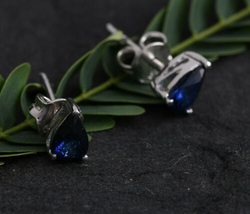 Blue Sapphire Pear 4x6 mm Cut Studs Earrings Details about   925 Sterling Silver Natural A+ 