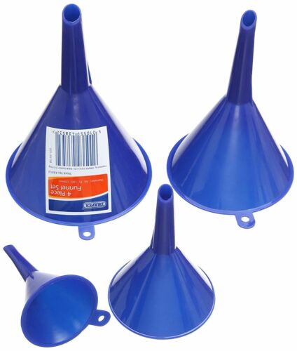 Draper 43853 4-Piece Plastic Different Size Funnel Set Kitchen Garden Fuel Oil