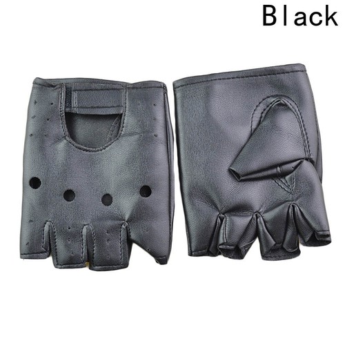 Neue Junge Punk Kunstleder Handschuhe Halbe Finger Fingerlose Biker Radfahren