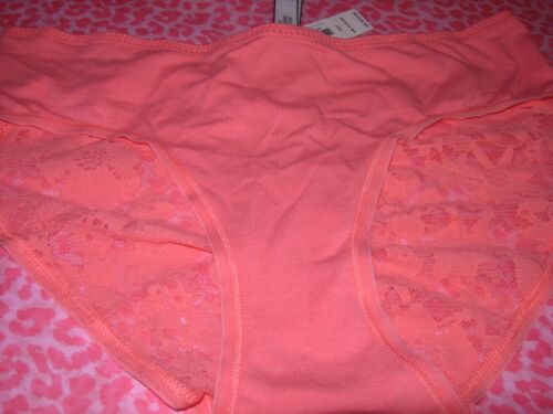 Victoria's Secret Ruched Back Hiphugger Panties HOT Coral Heart Shaped S L NWT 