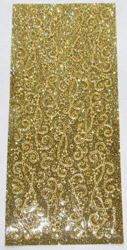 Gold Flourish Swirls /& Stars Borders Glitter Peel Off Stickers Christmas