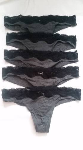 5 Pack Ladies Womans Thongs Black White Grey underwear 8 10 12 14 16 18 NEW 