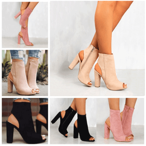 Womens High Heels Sandals Peep Toe Side Zipper Ankle Boots Summer Shoes Size 4 6