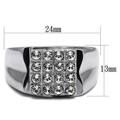 359 MENS SIGNET RING STAINLESS STEEL SIMULATED DIAMONDS 16 STONE PINKY MANS