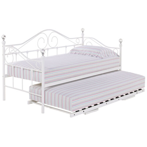 Metal Day Bed Daybed Frame and Trundle Guest UnderbedSingle 3ftBlack White
