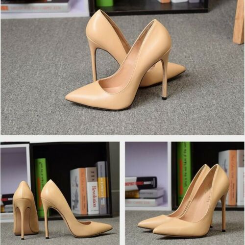 Chaussures femme compensés à bout pointu en cuir véritable Cour Chaussures Stiletto High Heels slip on PUMPS NEUF 