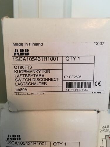 abb OT80FT3   80 AMPS  DISCONECT SWITCH      1SCA105431R1001