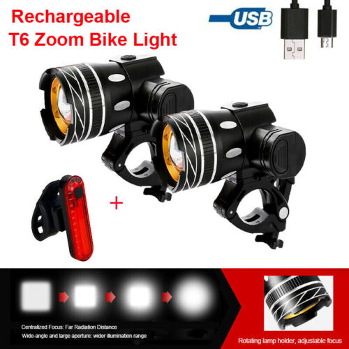 15000LM Zoom Bike LED Front Light Mountain MTB Headlamp Upgrade Torch Rear Lamp 