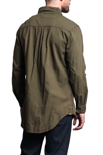 Men/'s Hipster Long Sleeve Extended Length Denim Button Up Shirt SH501-E10I