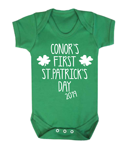 Patricks Day Body Babygrow Irlande bébé Irlandais Cadeau Personnalisé Première St