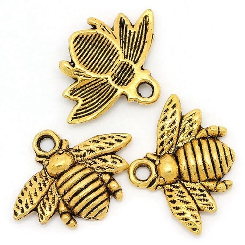 50PCs Metal Charm Pendants Bee Gold Tone 21mm x 16mm 2X 7//8 inch x 5//8 inc P7A1