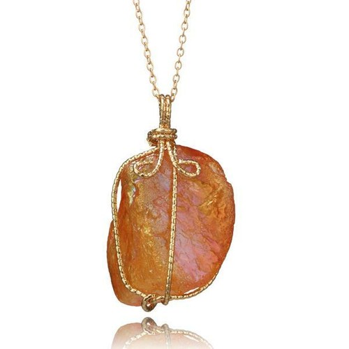 Chakra Quartz Irregular Stone Jewellery Natural Crystal Pendant Necklace UK