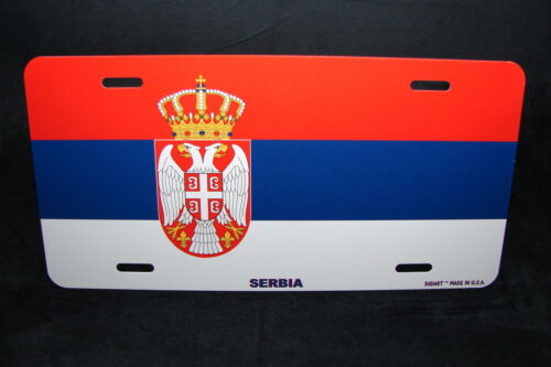 SERBIA FLAG METAL NOVELTY LICENSE PLATE TAG FOR CARS