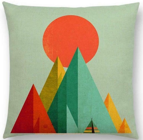 Sun Moon Cotton Linen Pillow Case Sofa Waist Throw Cushion Cover Home Decor