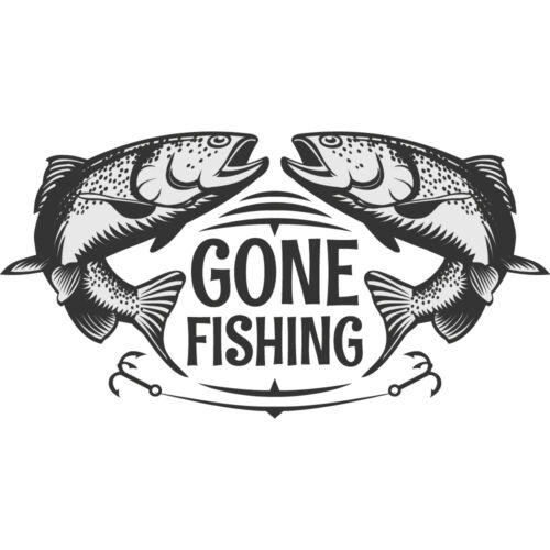 Gone Fishing Sign Logo Wall Sticker WS-46855 