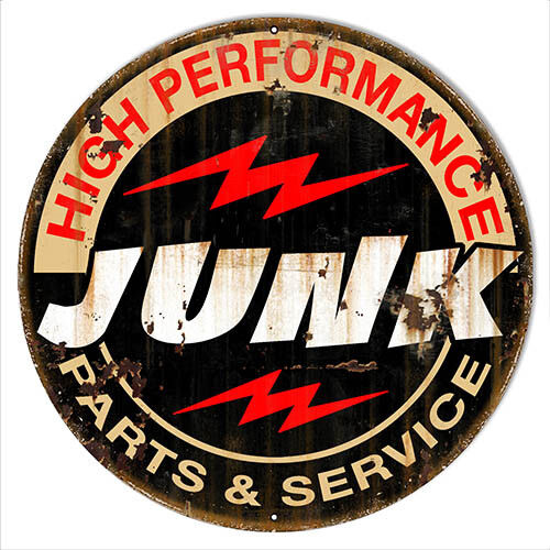 Junk Service Reproduction Garage Shop Metal Sign 24x24 Round 