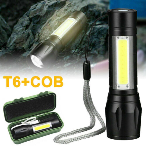 LED Torch USB Rechargeable Flashlight Police Tactical Zoom Camping Lamp Outdoor