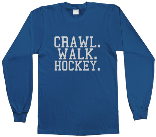 Threadrock Girls Crawl Walk Hockey Youth L//S T-shirt Sports Slogan Puck Ice