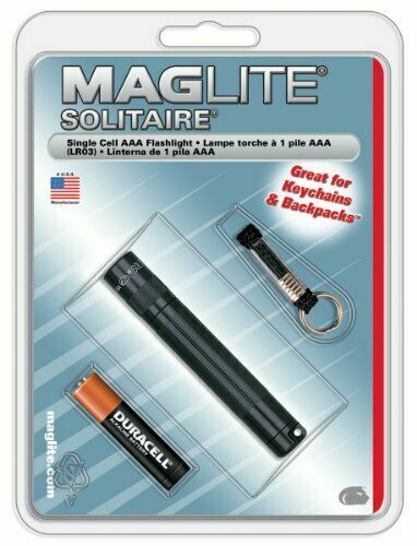 Maglite Solitaire BLACK key ring size TORCH NEW FREE UNITED KINGDOM SHIPPING..