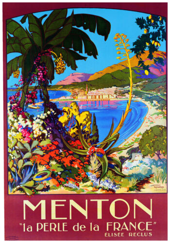 MENTON FRANCE James C Richard French Art Print 28.5x39.5 VINTAGE TRAVEL POSTER 