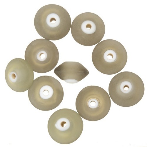 Donut forme MATT dépoli gris perles de verre 16 mm Pack de 10 A97 // 3