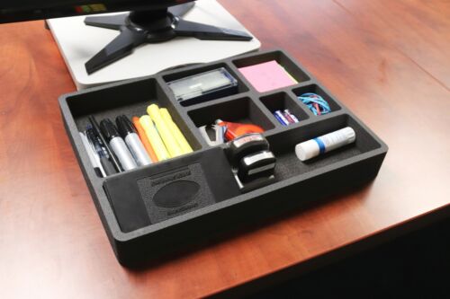 2 Desk Drawer Organizers Insert Black Home or Office 7 Slot 15.9" x 11.9" New 