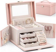 Jewelry Box Organizer - Large Baroque Jewelry Storage Box w/ Mirror and Drawers