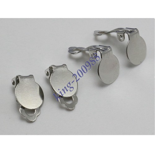 Silver Tone Clip On Ear Snap Dangle Earring with 10mm Pad Lever Back Finding 100