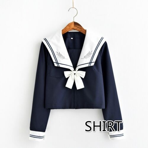 Girls Japanese School Uniform JK Sailor Shirt Skirt Outfit Suit Fancy Dress