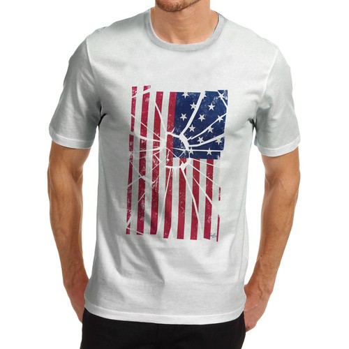 Men/'s Premium Cotton Distressed Stars And Stripes Distort USA Flag T-Shirt