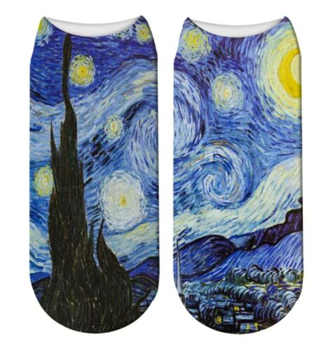 chaussettes Gratuite au Royaume-Uni p/&p différentes idée cadeau! Neuf Van Gogh nuit étoilée taille unique