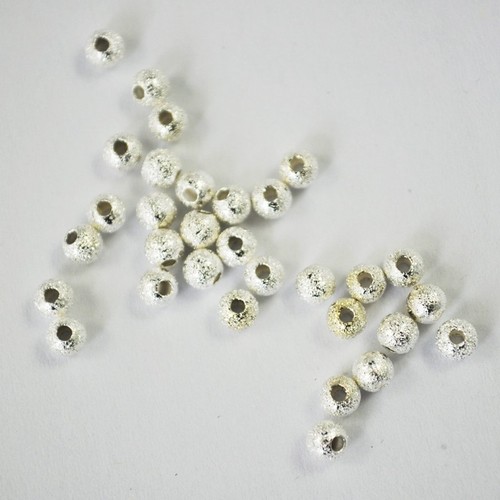 100 Stueck Matte Silber Perlen 14 mm DK A2V1