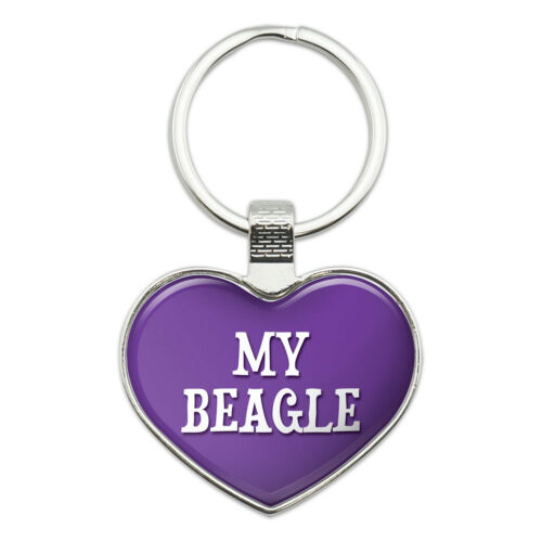 Metal Keychain Key Chain Ring Purple I Love Heart My A-B