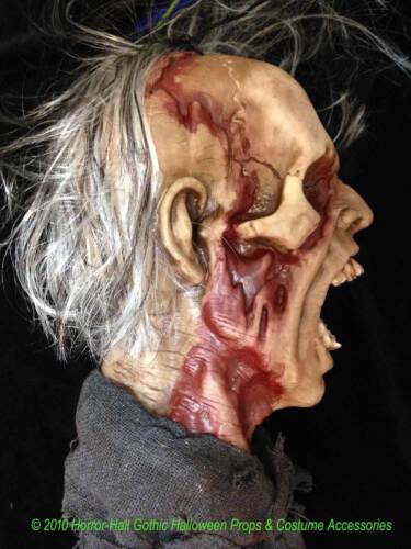 Realistic Life Size Zombie SHRUNKEN SEVERED HUMAN HEAD Haunted House Horror Prop 