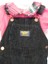 Girls-OSHKOSH-Pink-Bodysuit-Taffeta-Collar-Black-Corduroy-Overalls-Outfit-12M