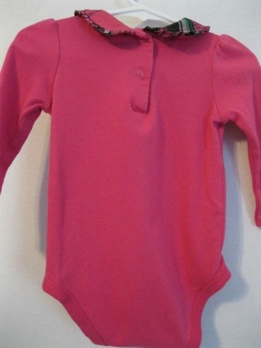 Girls-OSHKOSH-Pink-Bodysuit-Taffeta-Collar-Black-Corduroy-Overalls-Outfit-12M