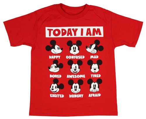 Disney Mickey Mouse Shirt Boys Expressions Classic Cartoon Character Kids Tee