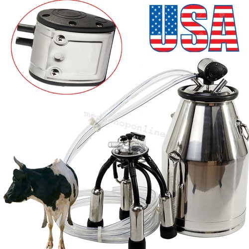 Portable Stainless Milking Machine /& Dairy Cow Milker Bucket Tank Barrel Cattle