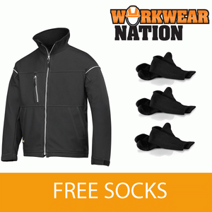 Snickers 1211 Black Water Repellent Profiling Soft Shell Jacket FREE SOCKS