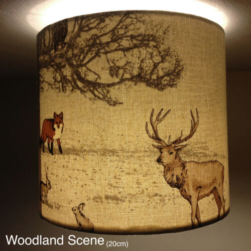 Custom Handmade Lampshade woodland Fabric Choice of Size Style Cottage Chic MTO 