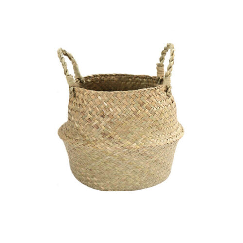 Handmade Basket Wicker Rattan Seagrass Belly Basket Flower Pot Planter S M L AE 