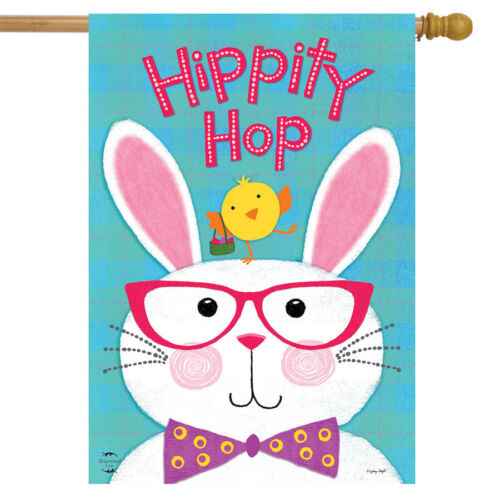 Hippity Hop Bunny Easter House Flag Chick Humor 28" x 40" Briarwood Lane 