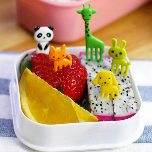 10Pcs Fruit Fork Animal Food Picks Forks Children Cartoon Bento Lunch Decoration 