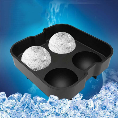 NEW Round Ice Balls Maker Tray 4 Large Sphere Molds Cube Whiskey Cocktails Party 