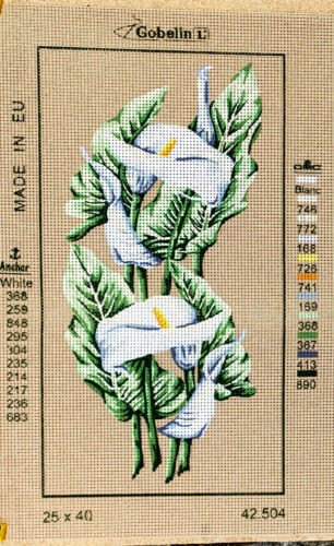 Flowers. Needlepoint tapestry painted canvas Gobelin 42.504 10"x16" 