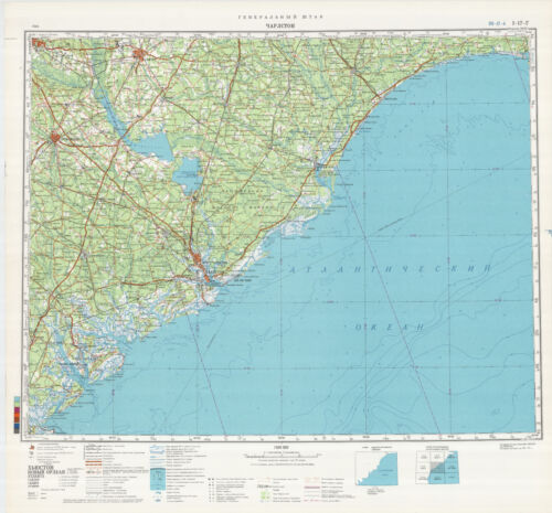 Russian Soviet Military Topographic Maps USA ed.1983 CHARLESTON 1:500 000